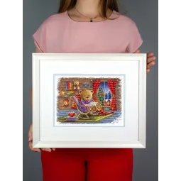 Kryželiu siuvinėjimo rinkinys "Su mėgstama knyga" 20x25 cm SNV-926