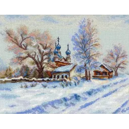 Kryželių siuvinėjimo rinkinys "Kaimo šventykla" 22x27 cm SNV-914
