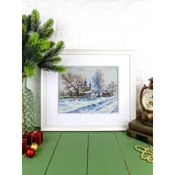 Kryželių siuvinėjimo rinkinys "Kaimo šventykla" 22x27 cm SNV-914