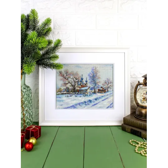 Kryželių siuvinėjimo rinkinys "Kaimo šventykla" 22x27 cm SNV-914