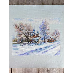 Kryželių siuvinėjimo rinkinys "Kaimo šventykla" 22x27 cm SNV-914