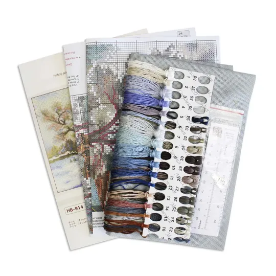 Kit de point de croix "Temple rural" 22x27 cm SNV-914