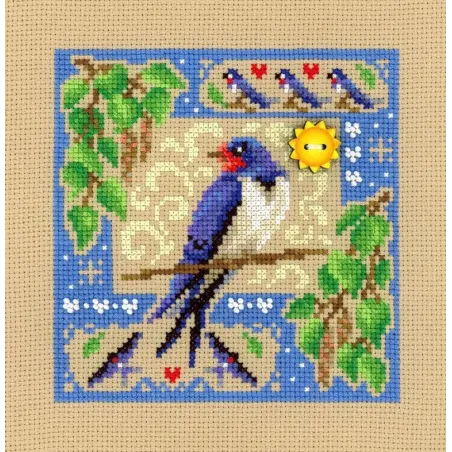 Kryželių siuvinėjimo rinkinys "Miniatiūrinis rinkinys. Vasaros kompozicija" 13x13 cm SNV-972