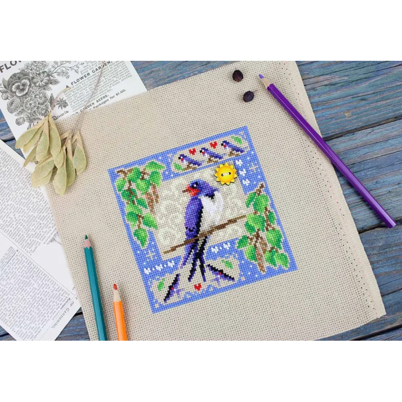 Kit de point de croix "Mini sampler. Composition estivale" 13x13 cm SNV-972