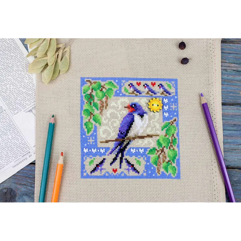 Kit de point de croix "Mini sampler. Composition estivale" 13x13 cm SNV-972