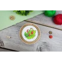 Cross-stich on wooden base "Miniature. Summer berries. Strawberries" 10x10 cm SO-133