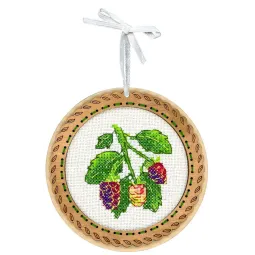 Kreuzstich auf Holzbasis "Miniatur. Sommerbeeren. Brombeeren" 10x10 cm SO-132