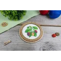 Cross-stich on wooden base "Miniature. Summer berries. Blackberries" 10x10 cm SO-132