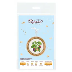 Вышивка крестом на деревянной основе "Миниатюра. Летние ягоды. Ежевика" 10x10 см SO-132