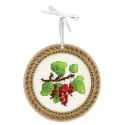 Cross-stich on wooden base "Miniature. Summer berries. Currants" 10x10 cm SO-131