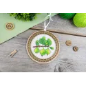 Cross-stich on wooden base "Miniature. Country berries. Gooseberries" 10x10 cm SO-130