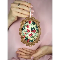 Вышивка крестом на деревянной основе "Миниатюра. Брусничный лес" 14x10см SO-129