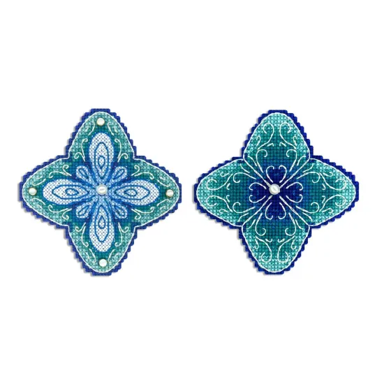 Kit de point de croix "Fleur givrée" 9x9 cm SR-1101