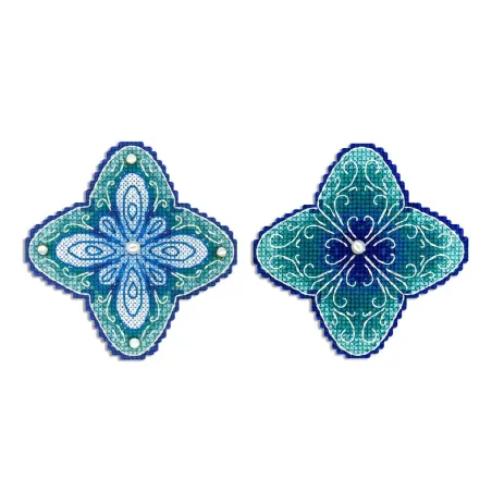 Kit de point de croix "Fleur givrée" 9x9 cm SR-1101