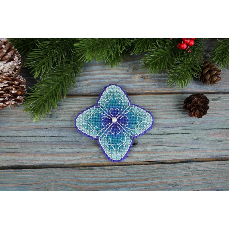 Kit de broderie au point de croix "Fleur givrée" 9x9 cm SR-1101 (S)
