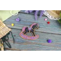 Cross-stich on wooden base "Little Dark Horse" 8x8 cm SO-157