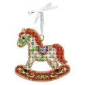 Cross-stich on wooden base "Little Light Horse" 8x8 cm SO-153