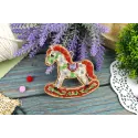 Cross-stich on wooden base "Little Light Horse" 8x8 cm SO-153