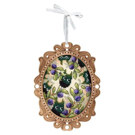 Вышивка крестом на деревянной основе "Миниатюра. Черничный лес" 14x10 см SO-143