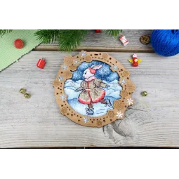 Вышивка крестом на деревянной основе "Миниатюра. На замерзшей реке" 11x12 см SO-135