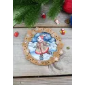 Cross-stich on wooden base "Miniature. On a frozen river" 11x12 cm SO-135