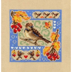 Kryželiu siuvinėjimo rinkinys "Mini siuvinėjimo rinkinys. Rudens kompozicija" 13x13 cm SNV-973