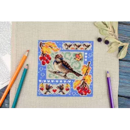 Cross stitch kit "Mini sampler. Autumn composition" 13x13 cm SNV-973
