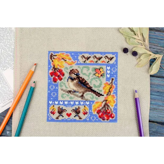 Kit de point de croix "Mini sampler. Composition d'automne" 13x13 cm SNV-973