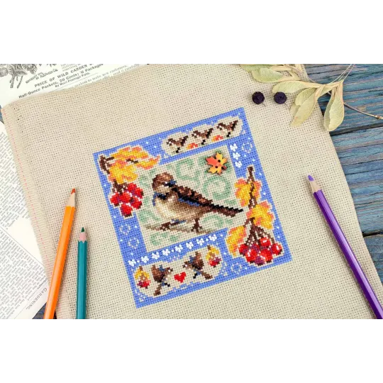 Kit de point de croix "Mini sampler. Composition d'automne" 13x13 cm SNV-973