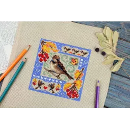 Cross stitch kit "Mini sampler. Autumn composition" 13x13 cm SNV-973