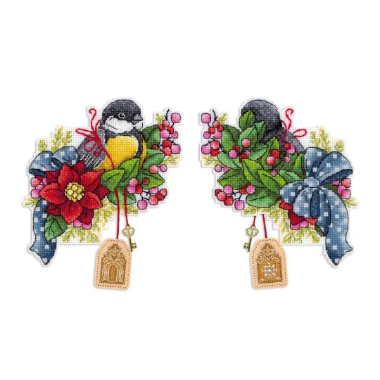 Cross stitch kit "Festive titmouse" 14x13 cm SR-1132