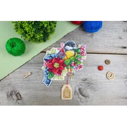 Cross stitch kit "Festive titmouse" 14x13 cm SR-1132