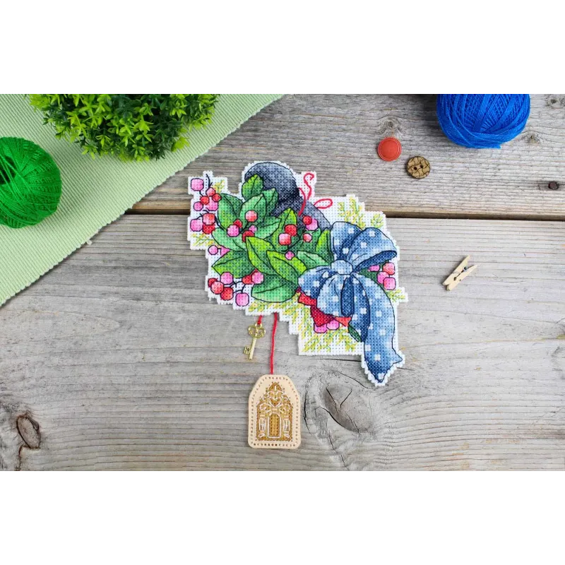 Kit de point de croix "Mésange des fêtes" 14x13 cm SR-1132