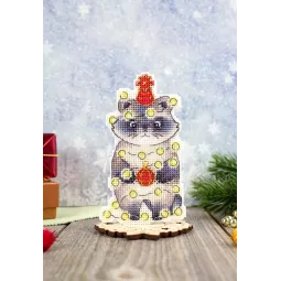 Kryželiu siuvinėjimo rinkinys „Naujametinis meškėnas“ 12x7 cm SR-1175