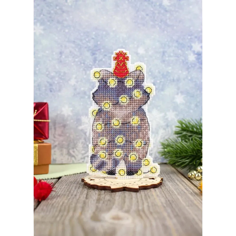 Kit de point de croix "Raton laveur du Nouvel An" 12x7 cm SR-1175