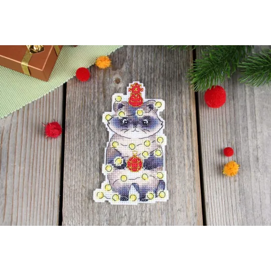 Kit de point de croix "Raton laveur du Nouvel An" 12x7 cm SR-1175