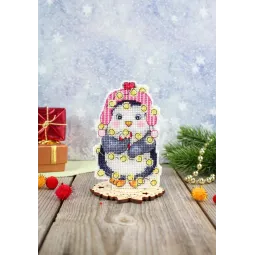 Набор для вышивания крестиком "Новогодний пингвин" 11x7 см SR-1174