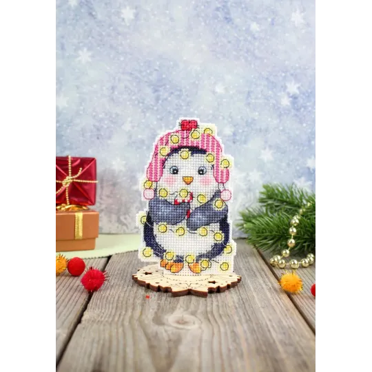 Kreuzstich-Set "Neujahrspinguin" 11x7 cm SR-1174