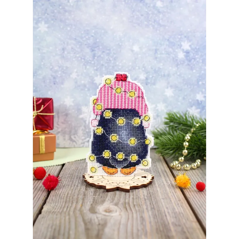 Kreuzstich-Set "Neujahrspinguin" 11x7 cm SR-1174