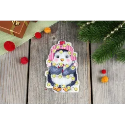 Kryželių siuvinėjimo rinkinys "Naujametinis pingvinas" 11x7 cm SR-1174