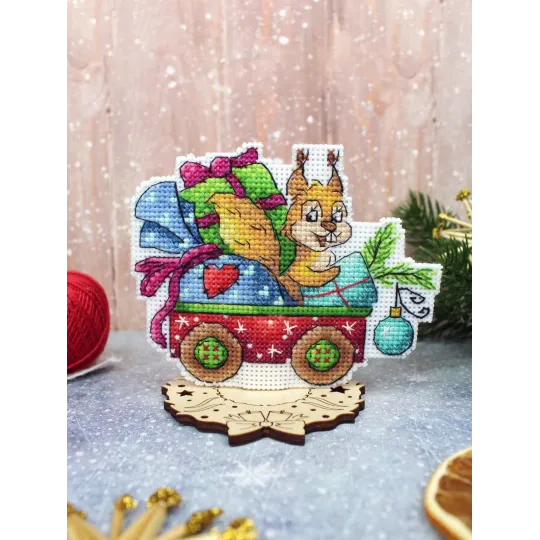 Kreuzstich-Set „Freches Eichhörnchen“ 9x12 cm SR-1138