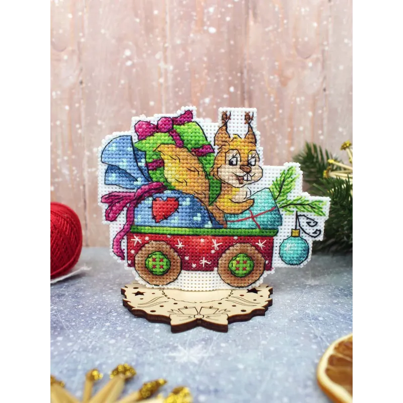 Kreuzstich-Set „Freches Eichhörnchen“ 9x12 cm SR-1138