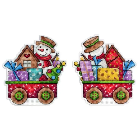 Kryželių siuvinėjimo rinkinys "Laimė ant ratų" 10x9 cm SR-1136