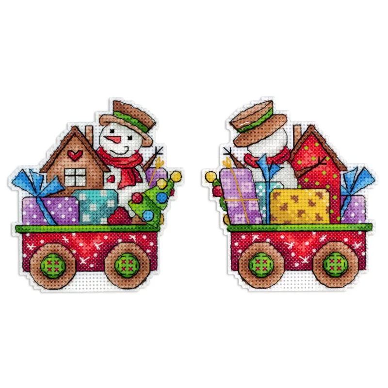 Kryželių siuvinėjimo rinkinys "Laimė ant ratų" 10x9 cm SR-1136