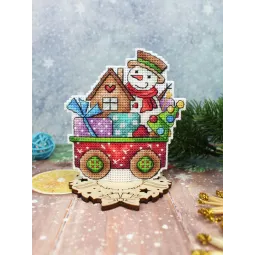 Kryželių siuvinėjimo rinkinys "Laimė ant ratų" 10x9 cm SR-1136
