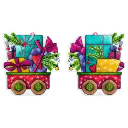 Kreuzstich-Set „Wagen voller Freude“ 10x9 cm SR-1135