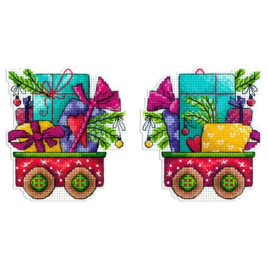 Kreuzstich-Set „Wagen voller Freude“ 10x9 cm SR-1135