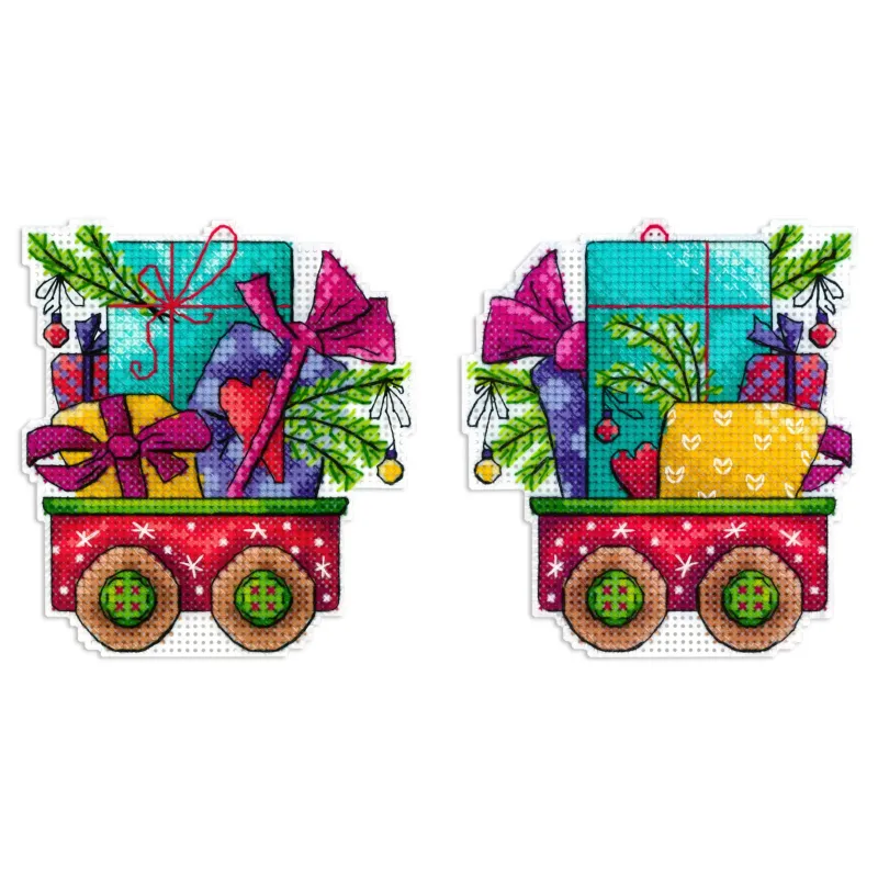 Kreuzstich-Set „Wagen voller Freude“ 10x9 cm SR-1135