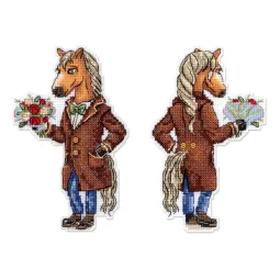 Набор для вышивания крестиком "Лошадь в пальто" 13x8 см SR-1328