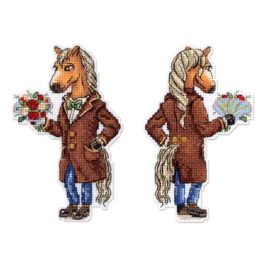 Набор для вышивания крестиком "Лошадь в пальто" 13x8 см SR-1328